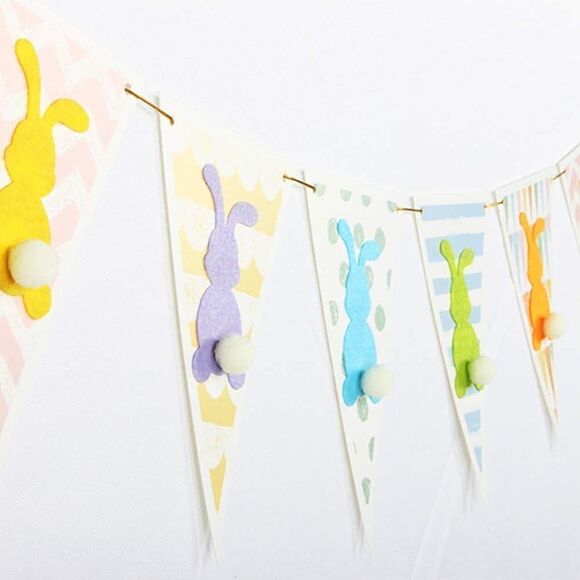 Colorful Easter Bunny Pull Flag - Picture 1 of 6